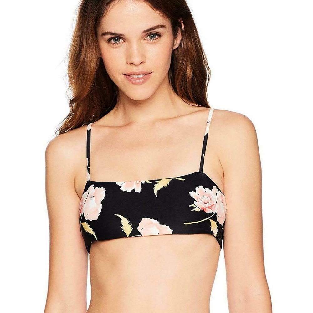 Women's Floral Dawn Tank Bikini Top Black